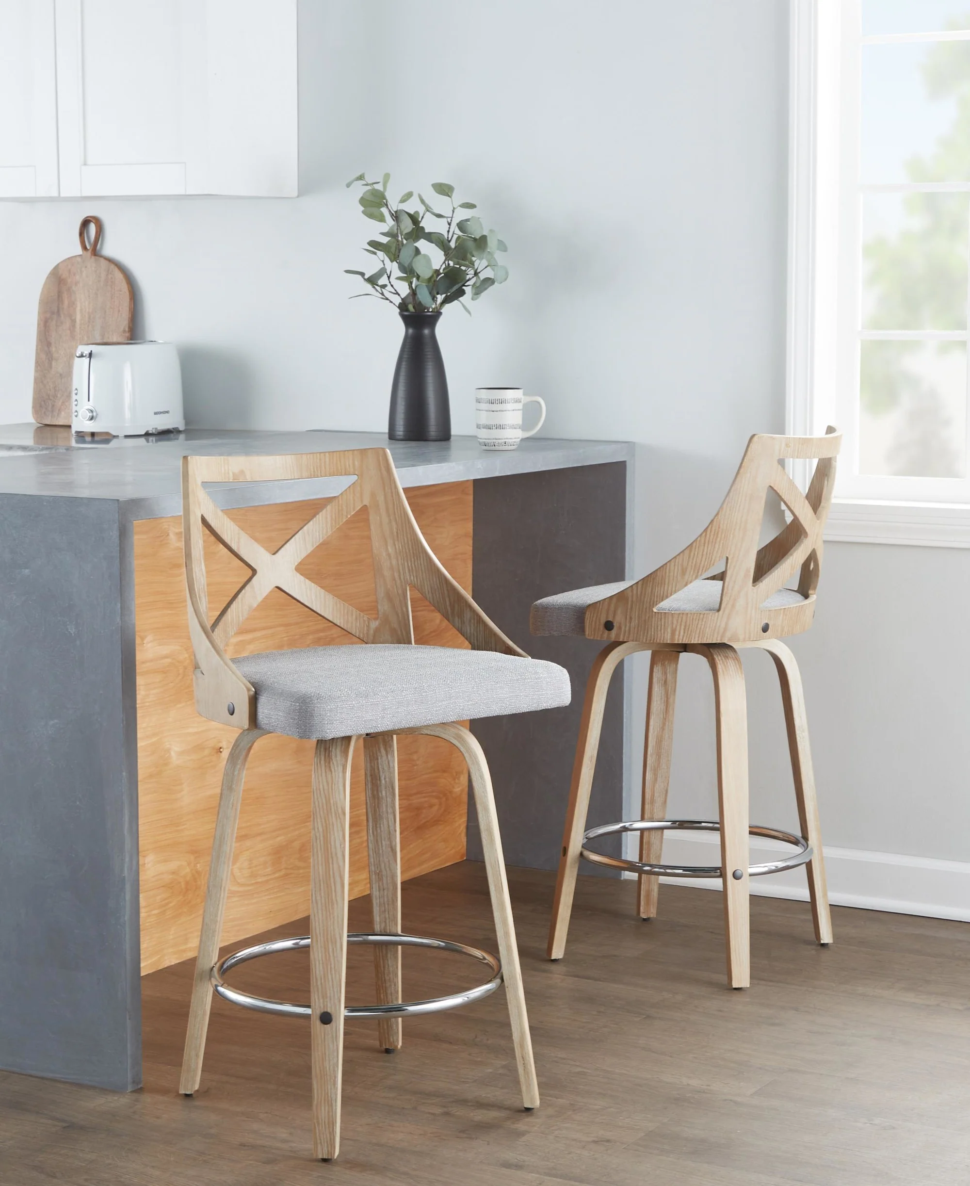 Charlotte 26" Fixed-Height Counter Stool - Set of 2 By LumiSource - B26-CHARLOTFB-GRTZR2 WWWWLGY2