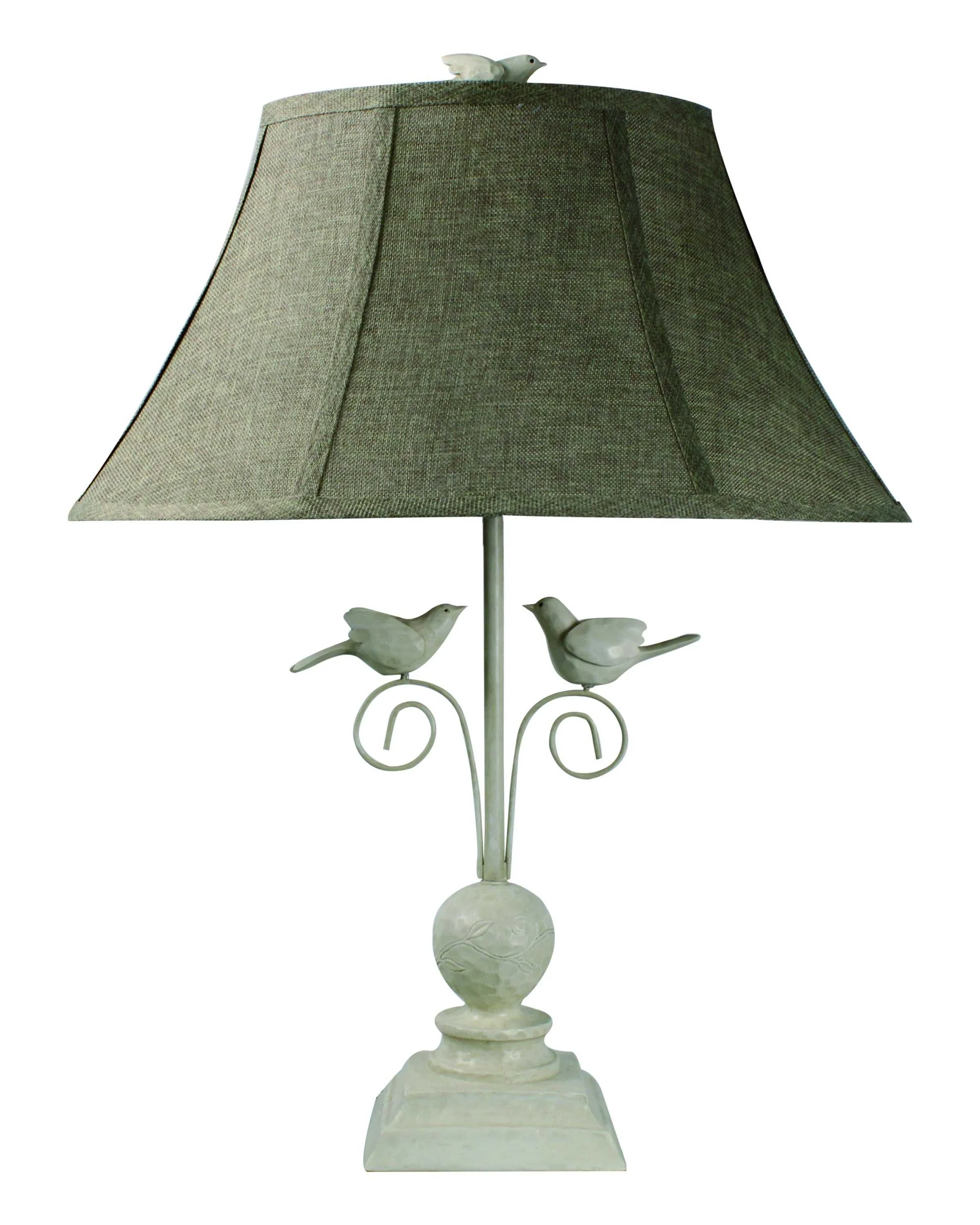 Cheerful White Table Lamp with 3D White Birds By Homeroots