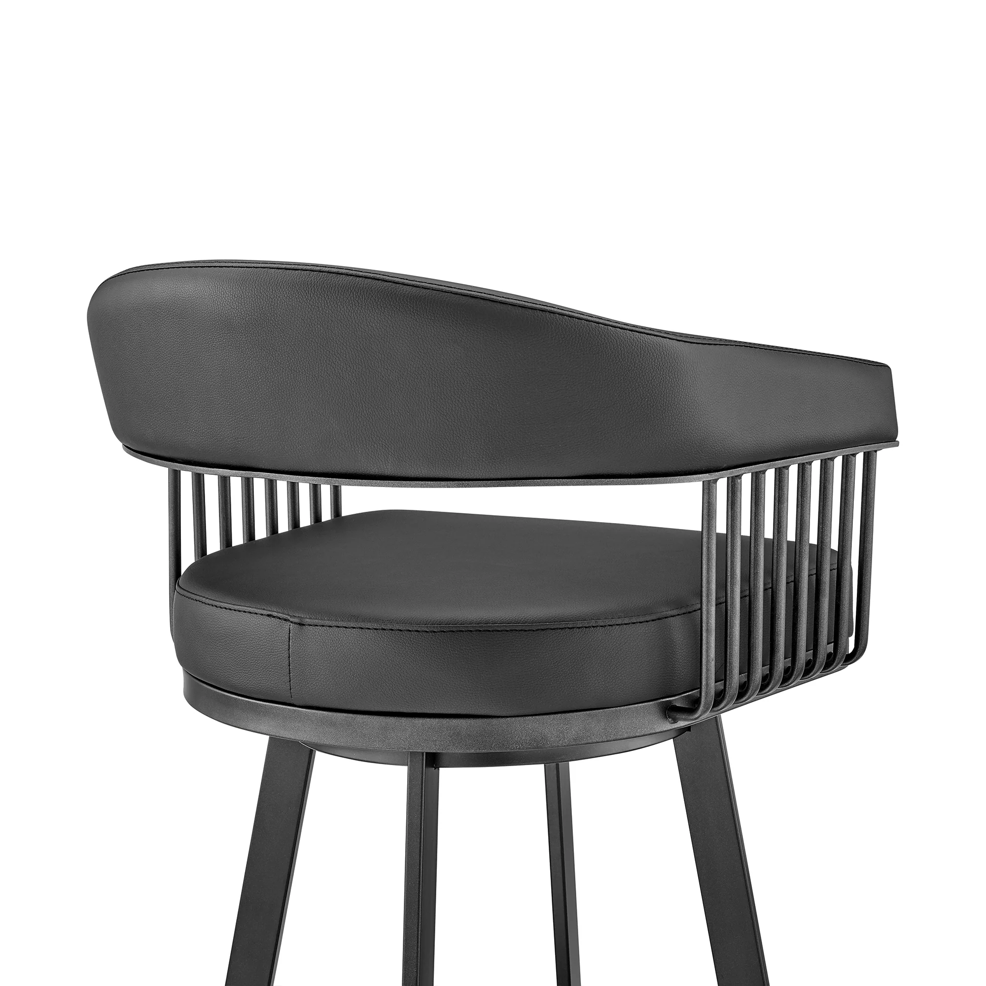 Chelsea 26" Counter Height Swivel Bar Stool in Black Finish and Black Faux Leather By Armen Living - Image 9