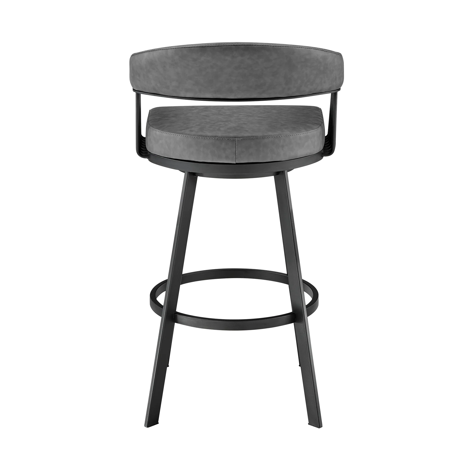 Chelsea 26" Counter Height Swivel Bar Stool in Black Finish and Gray Faux Leather By Armen Living - Image 6