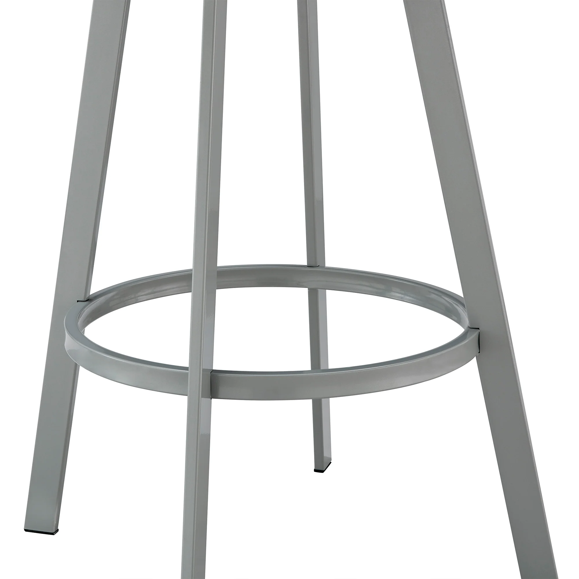 Chelsea 26" Counter Height Swivel Bar Stool in Silver Finish and White Faux Leather By Armen Living - Image 8