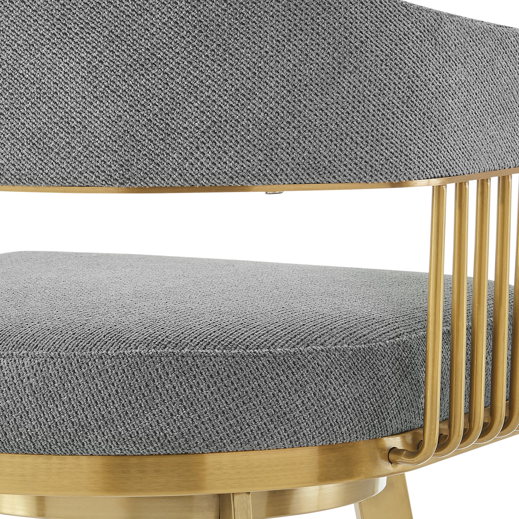 Chelsea 26" Swivel Counter Stool with Gold Brushed Stainless Steel and Anchor Gray Fabric By Armen Living - Image 10