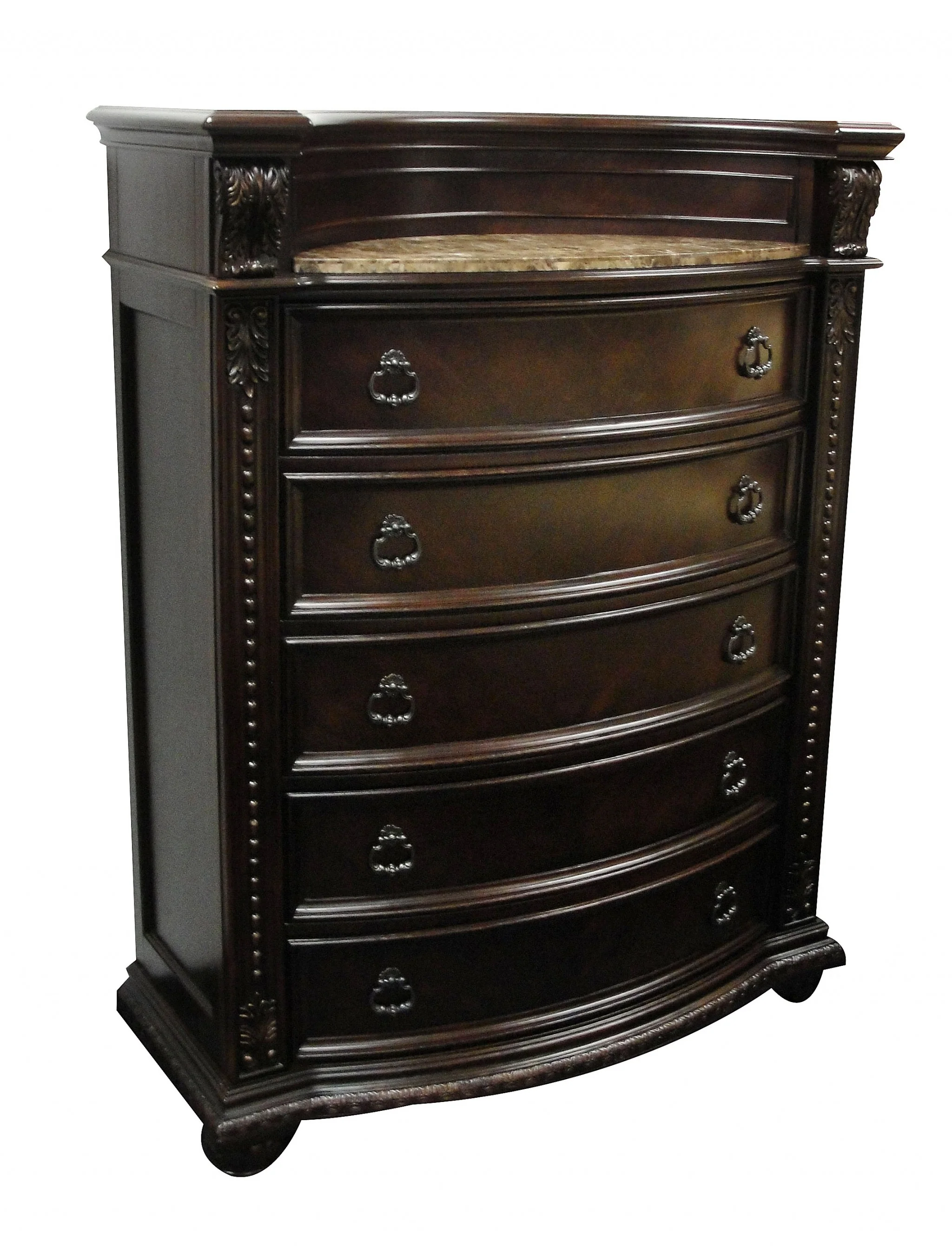 Cherry Wood Chest Wmarble Top By Homeroots