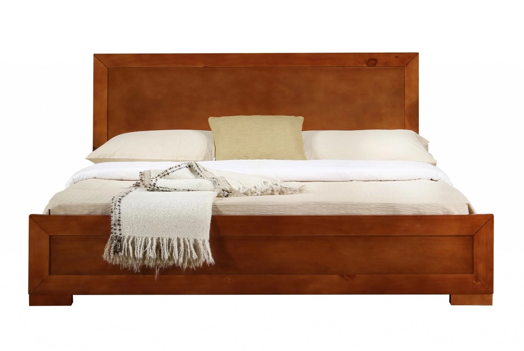 Cherry Wood King Platform Bed By Homeroots - 397098 - Image 2