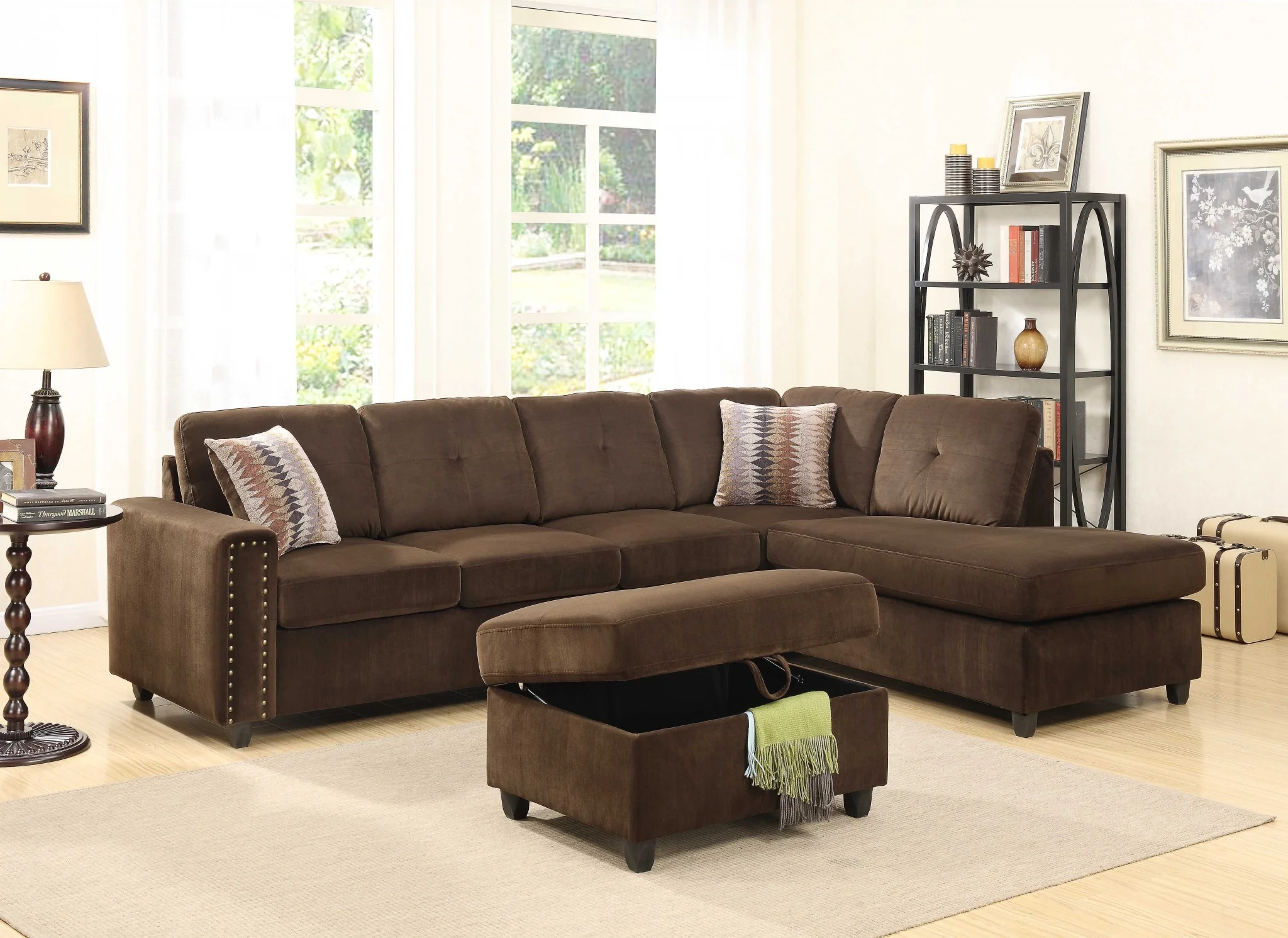 Chocolate Velvet Ottoman With Storage By Homeroots