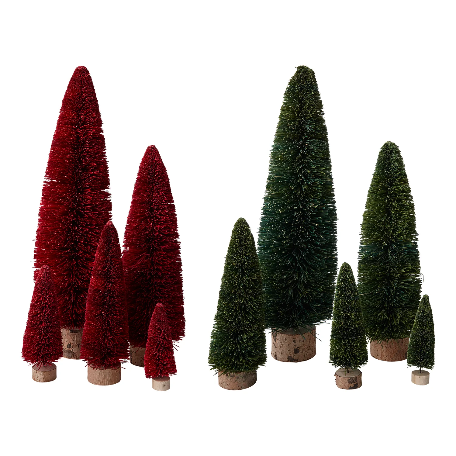 Christmas Bottle Brush Tree Set of 8 By Accent Decor