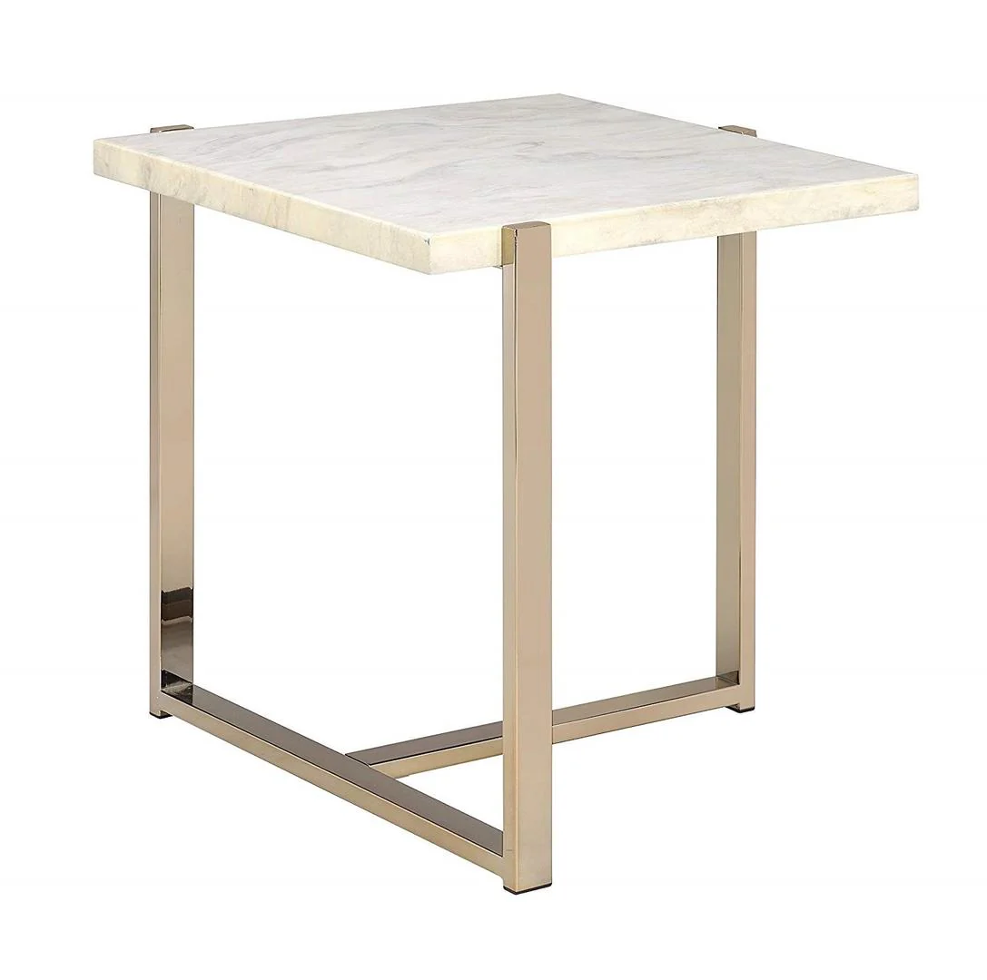Chrome And White Metal Tube End Table By Homeroots