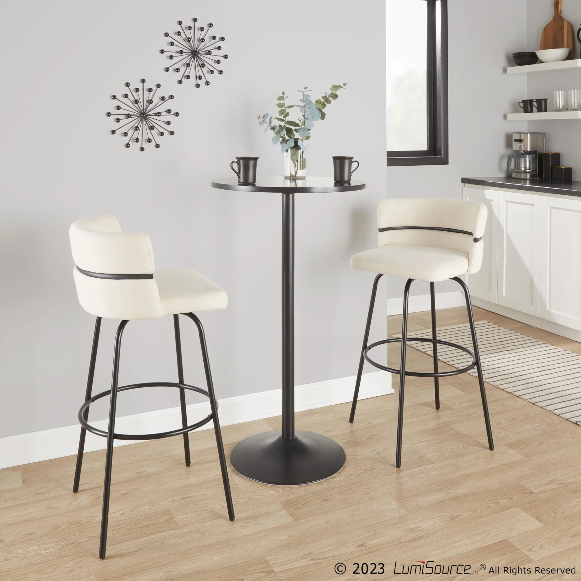 Cinch Claire 30" Fixed-Height Barstool - Set of 2 By LumiSource - B30-CINCH-CLARZQ2 BKBKCR2 - Image 3