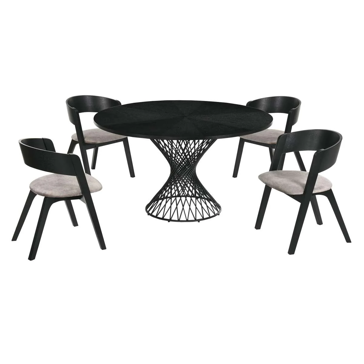 Cirque and Jackie 5 Piece Black Round Dining Set By Armen Living
