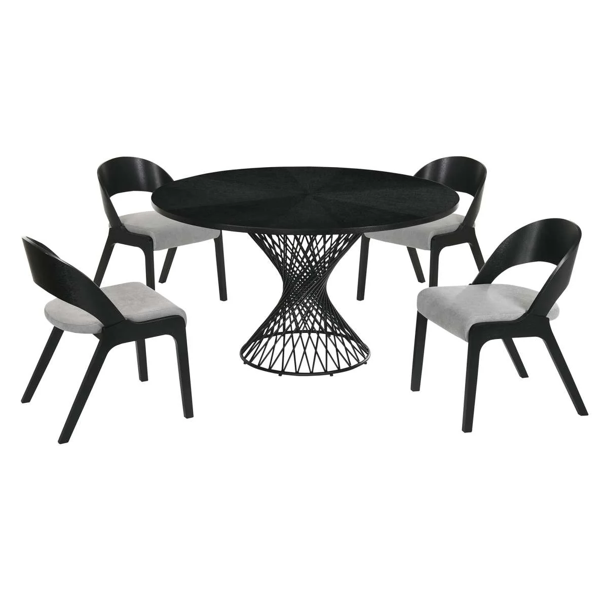 Cirque and Polly 5 Piece Black Round Dining Set By Armen Living