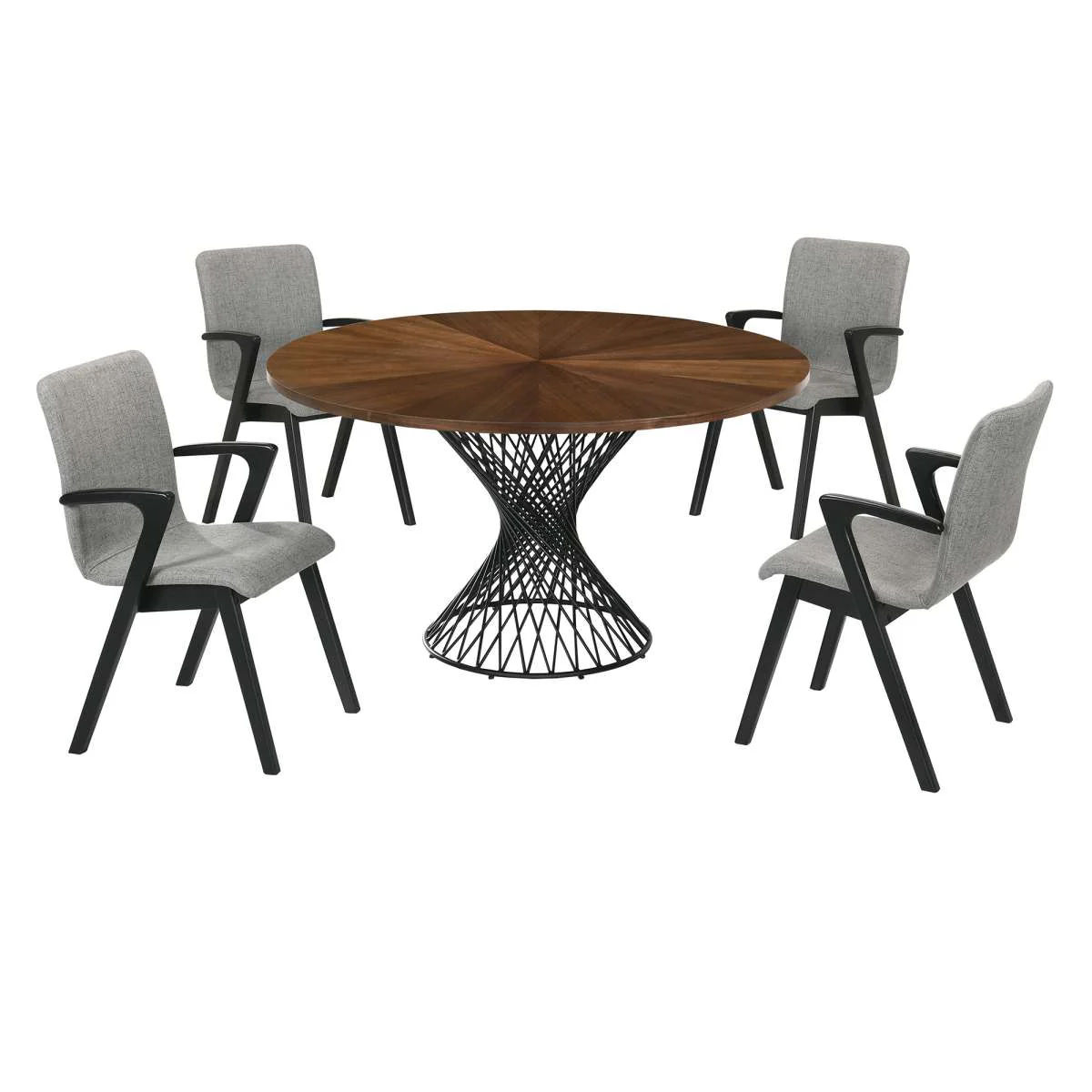 Cirque and Varde 5 Piece Walnut Round Dining Set By Armen Living