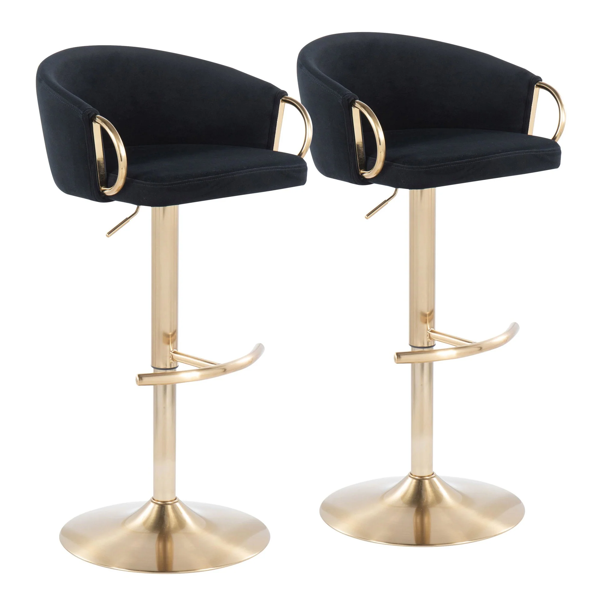 Claire Adjustable Bar Stool - Set of 2 Black By LumiSource