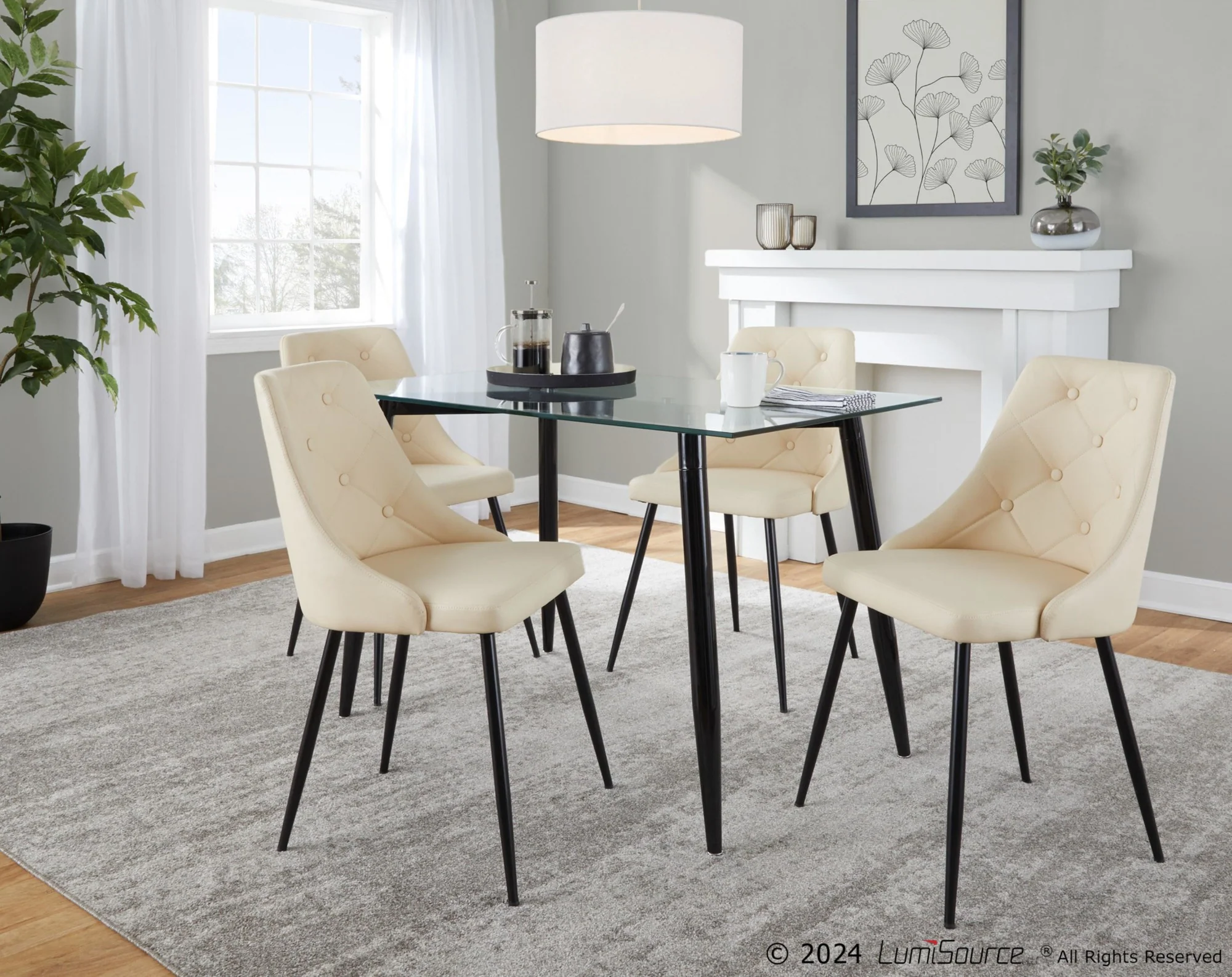 Clara-Giovani Dining Set - 5 Piece By LumiSource - DS5-CLRABKCL+4GIOVPUBKCR