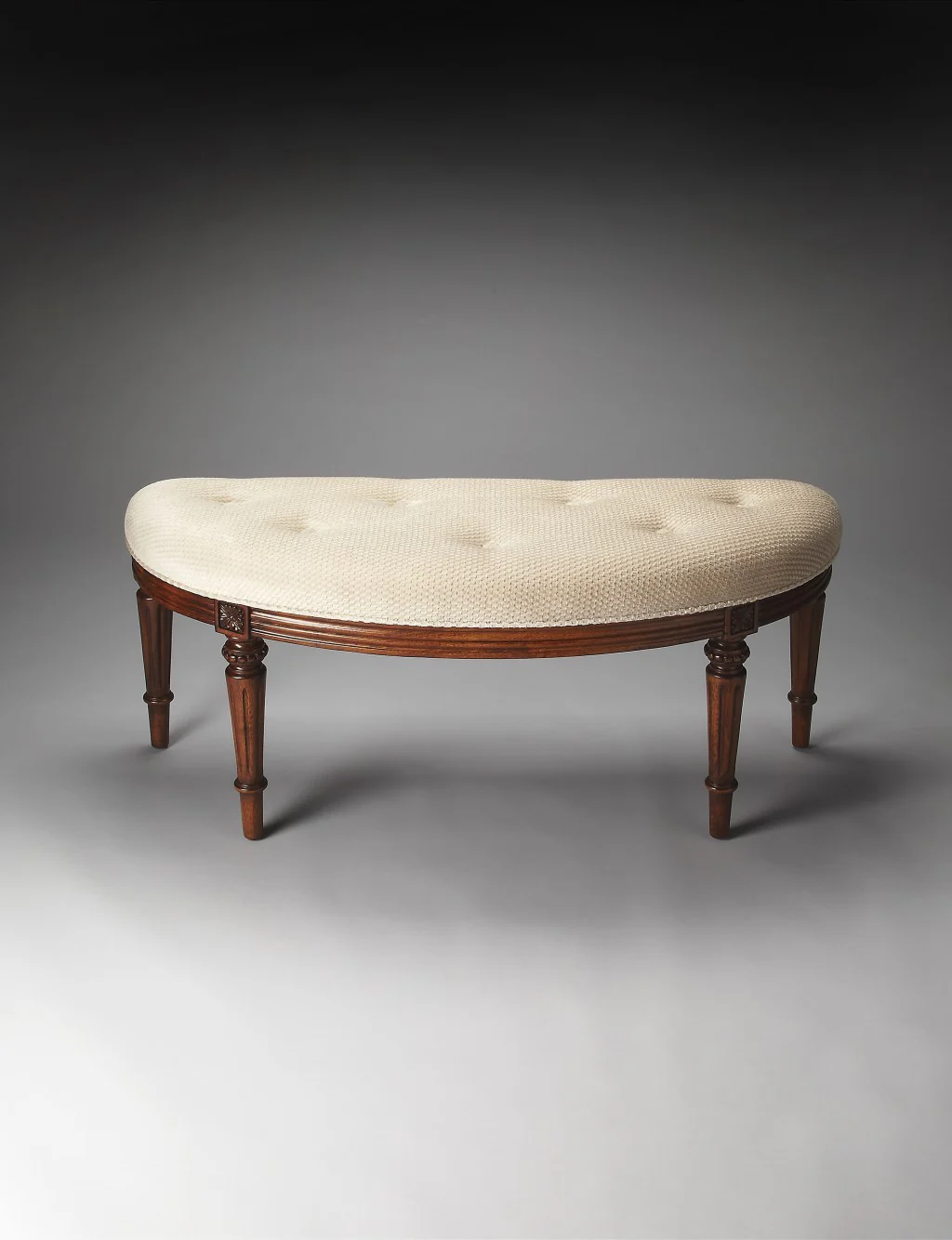 Classic Ivory and Golden Brown Crescent Shaped Bench By Homeroots