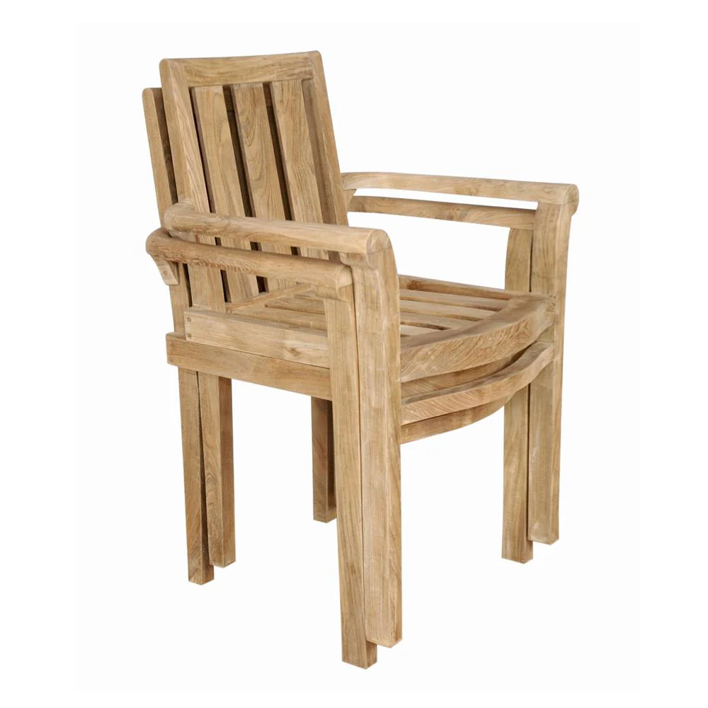 Classic Stackable Armchair Fully Built & 4 Pcs In A Box By Anderson Teak