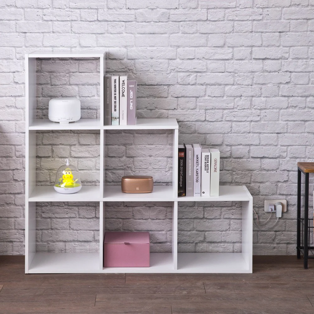 Classic White Finish Six Cubby Stepped Bookcase By Homeroots