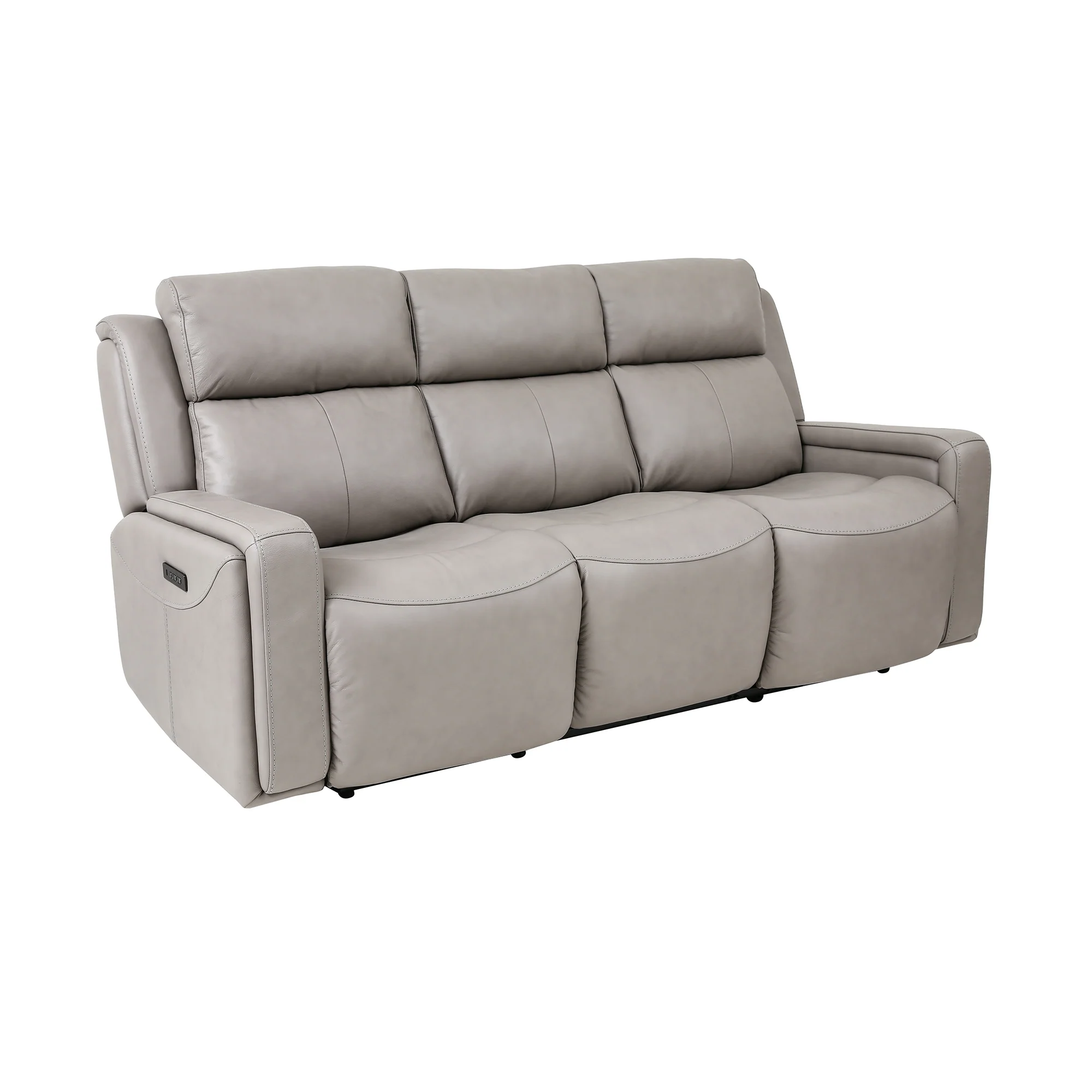 Claude Dual Power Headrest and Lumbar Support Reclining 2 Piece Sofa and Recliner Set in Light Grey Genuine Leather By Armen Living - Image 3