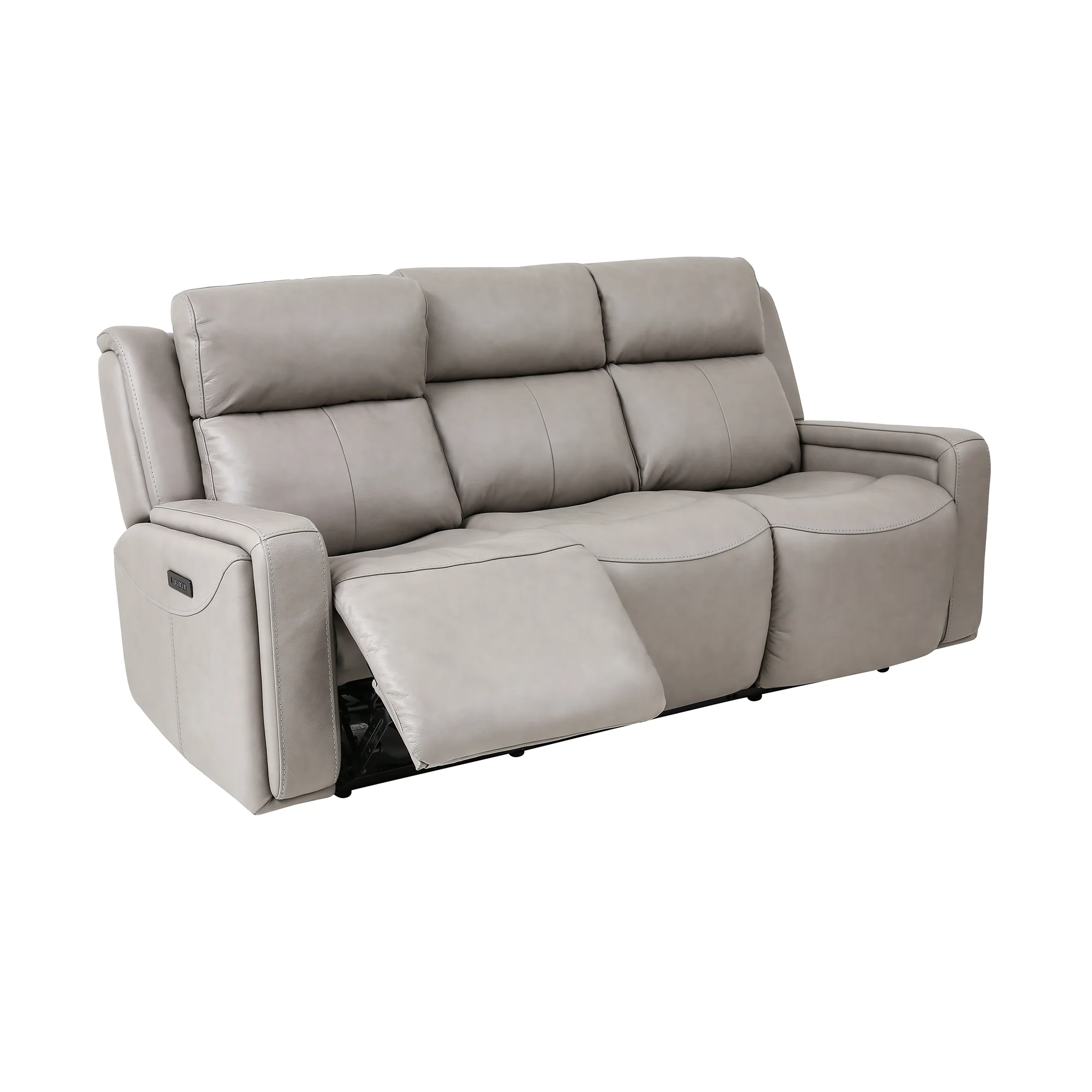 Claude Dual Power Headrest and Lumbar Support Reclining 2 Piece Sofa and Recliner Set in Light Grey Genuine Leather By Armen Living - Image 4