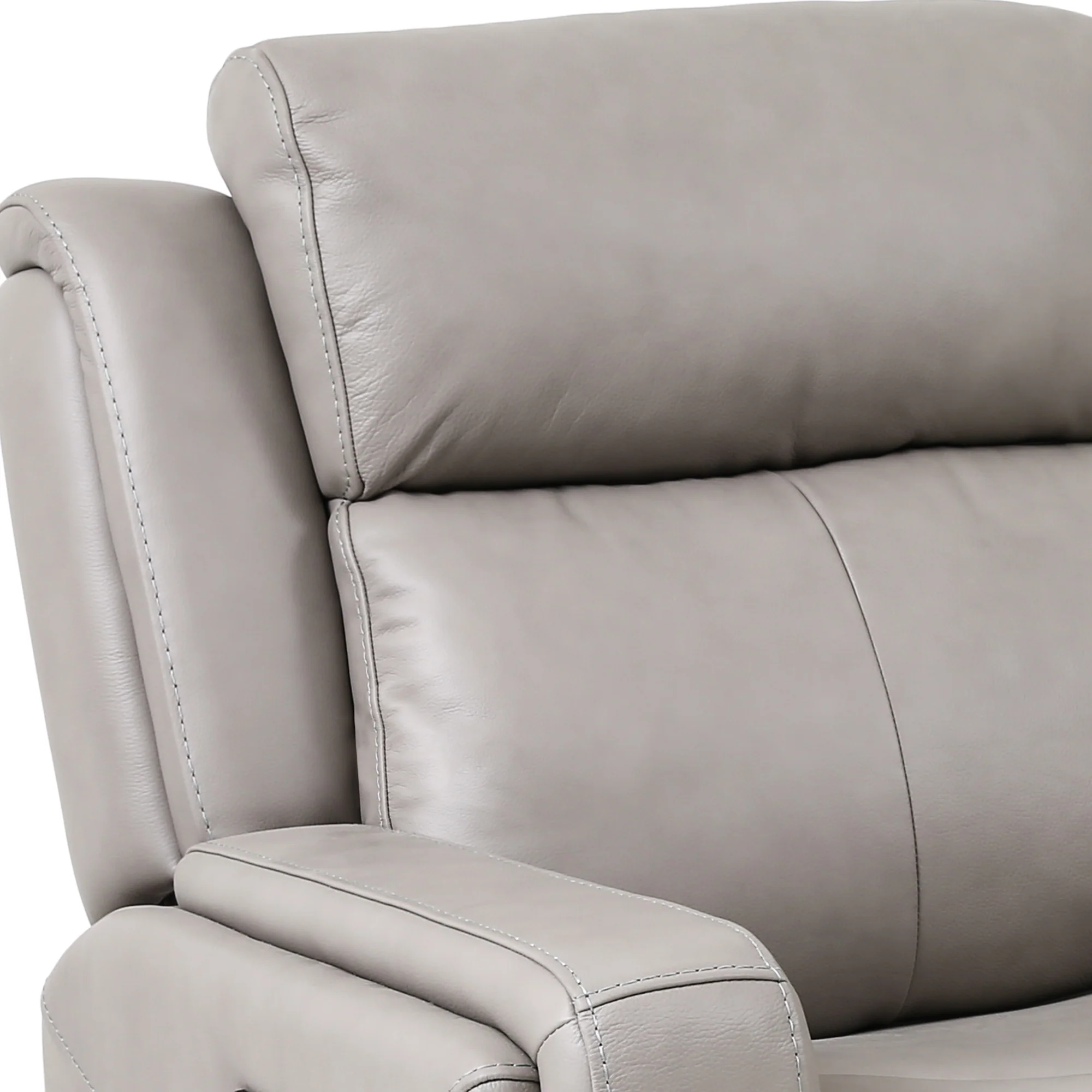 Claude Dual Power Headrest and Lumbar Support Reclining 2 Piece Sofa and Recliner Set in Light Grey Genuine Leather By Armen Living - Image 7