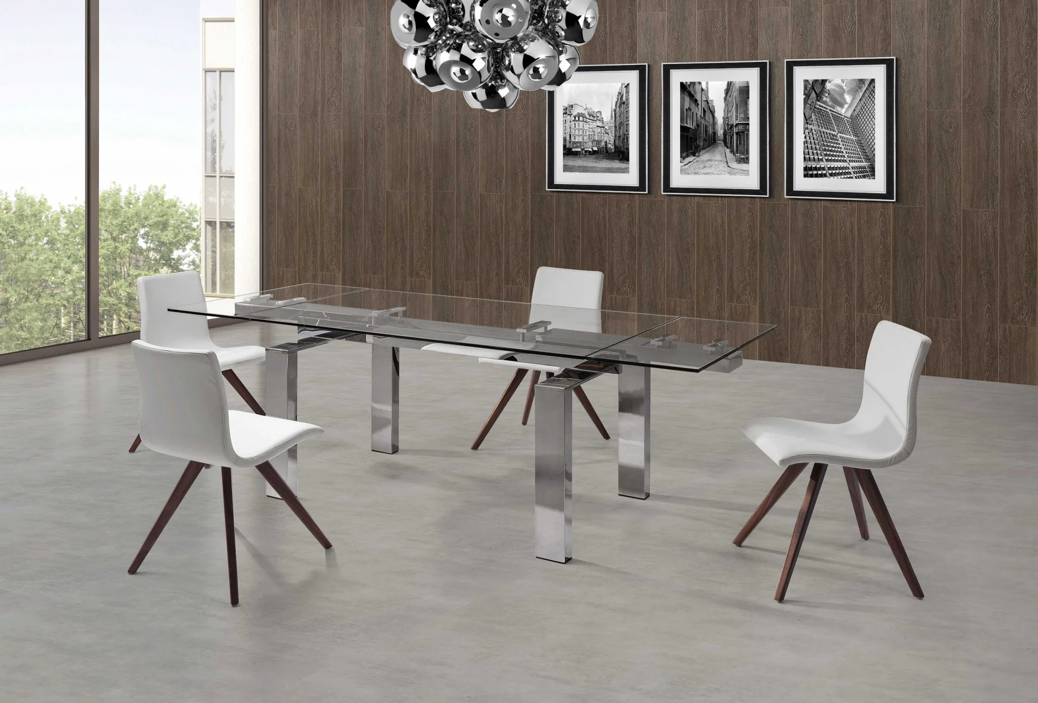 Clear Glass Aluminum Etendable Dining Table By Homeroots