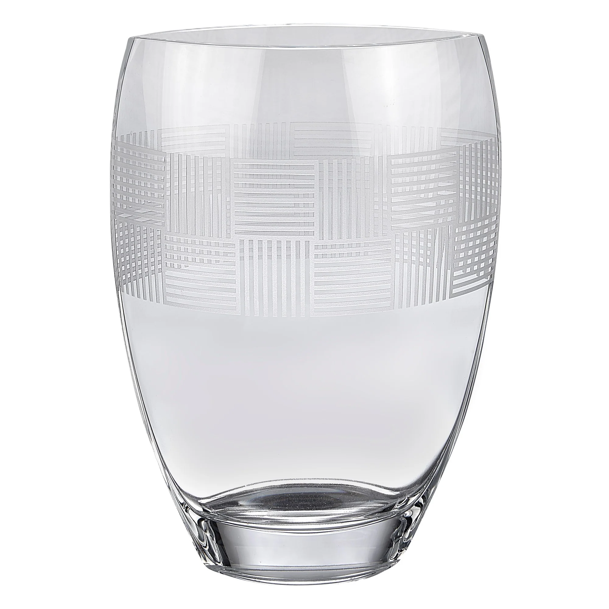 Clear With Geometric Pattern Oval Crystal Table Vase By Homeroots