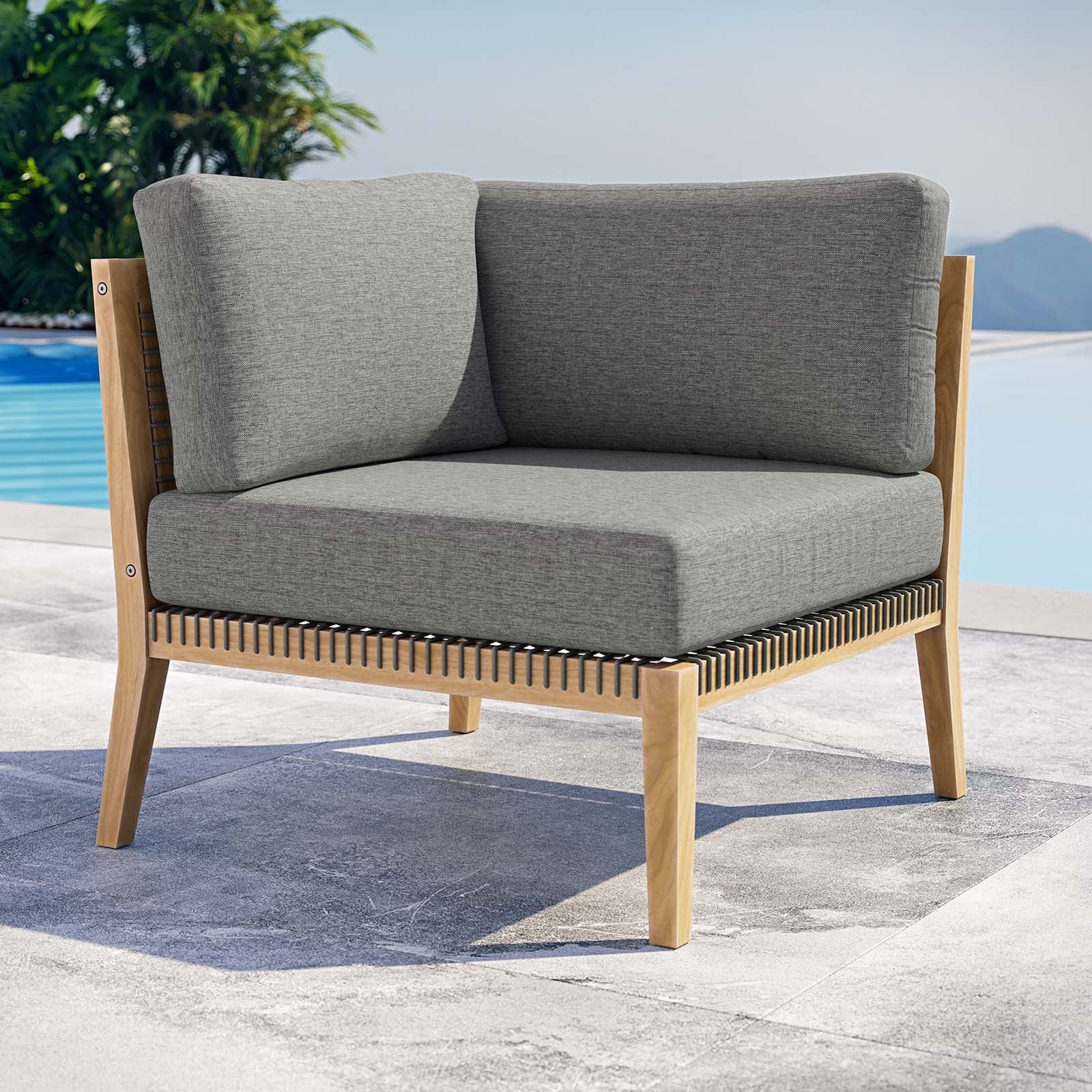 Clearwater Outdoor Patio Teak Wood Corner Chair By Modway - EEI-5855