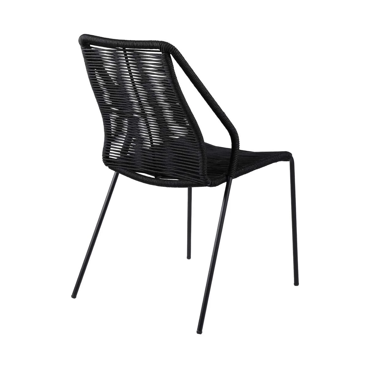 Clip Indoor Outdoor Stackable Steel Dining Chair with Black Rope - Set of 2 By Armen Living - Image 3