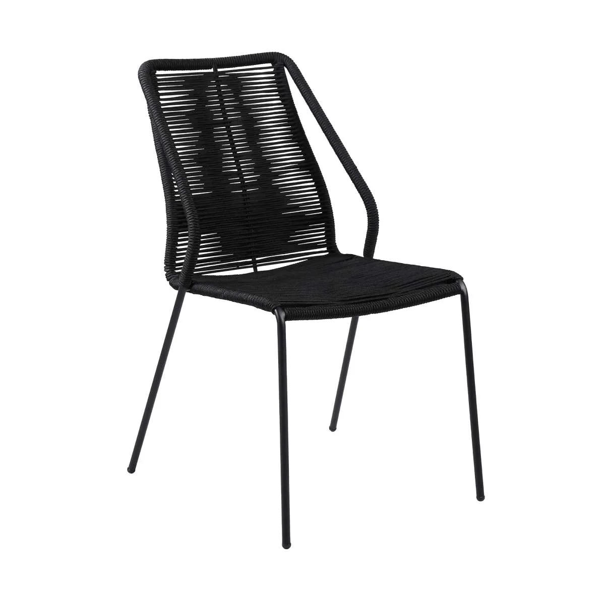 Clip Indoor Outdoor Stackable Steel Dining Chair with Black Rope - Set of 2 By Armen Living - Image 5