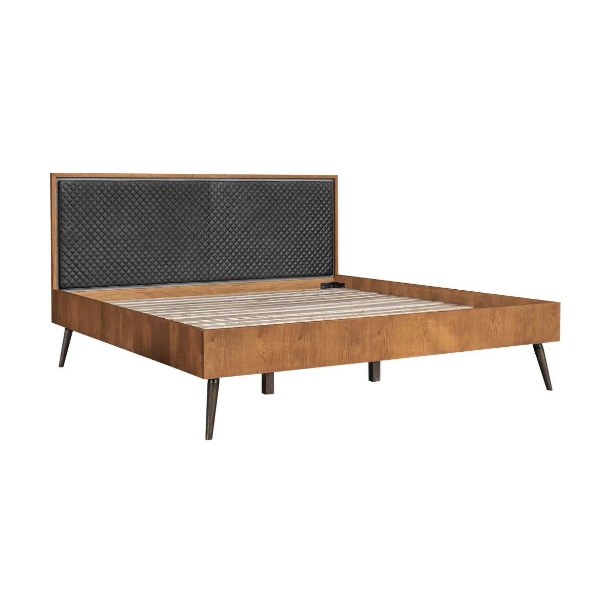 Coco Rustic 4 piece Upholstered Platform Bedroom Set in King with Dresser and 2 Nightstands By Armen Living - Image 3