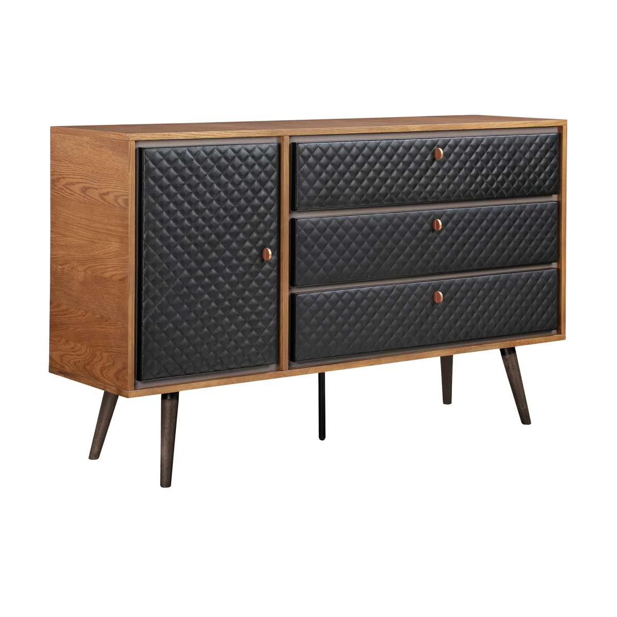 Coco Rustic 4 piece Upholstered Platform Bedroom Set in King with Dresser and 2 Nightstands By Armen Living - Image 6