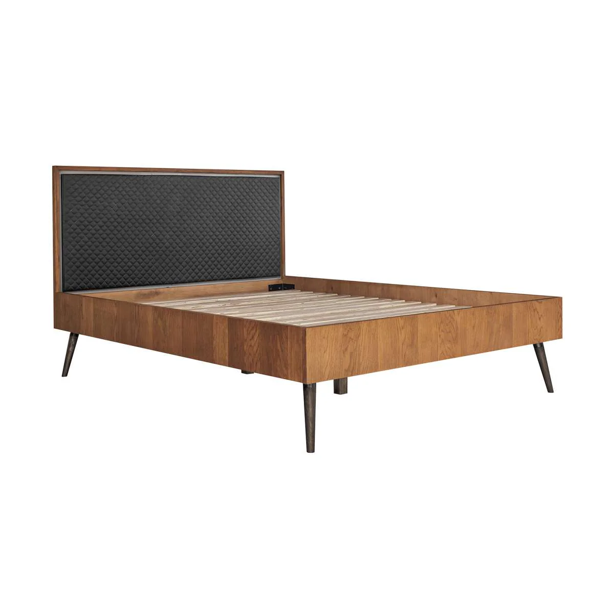 Coco Rustic 4 piece Upholstered Platform Bedroom Set in Queen with Dresser and 2 Nightstands By Armen Living - Image 3