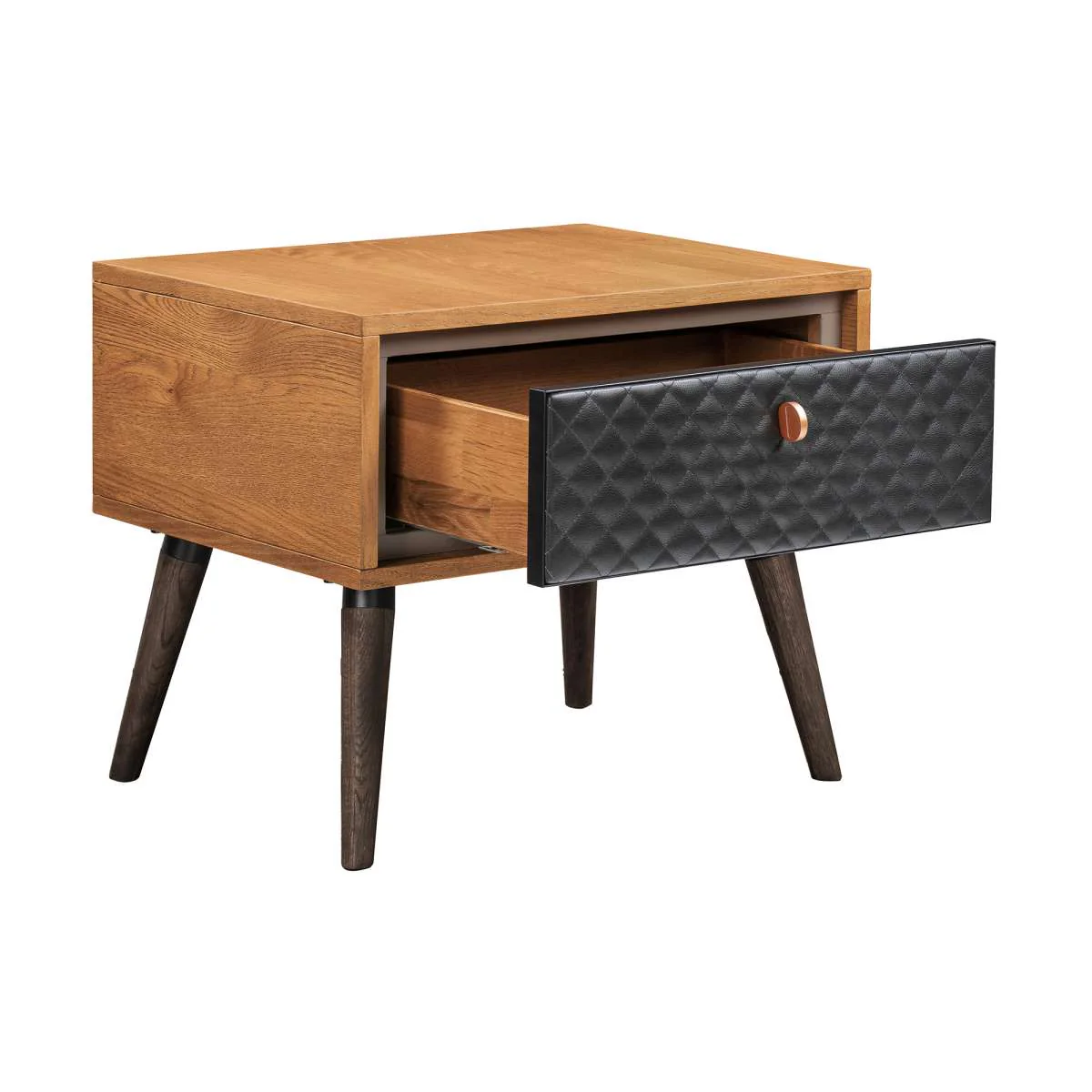 Coco Rustic 4 piece Upholstered Platform Bedroom Set in Queen with Dresser and 2 Nightstands By Armen Living - Image 5