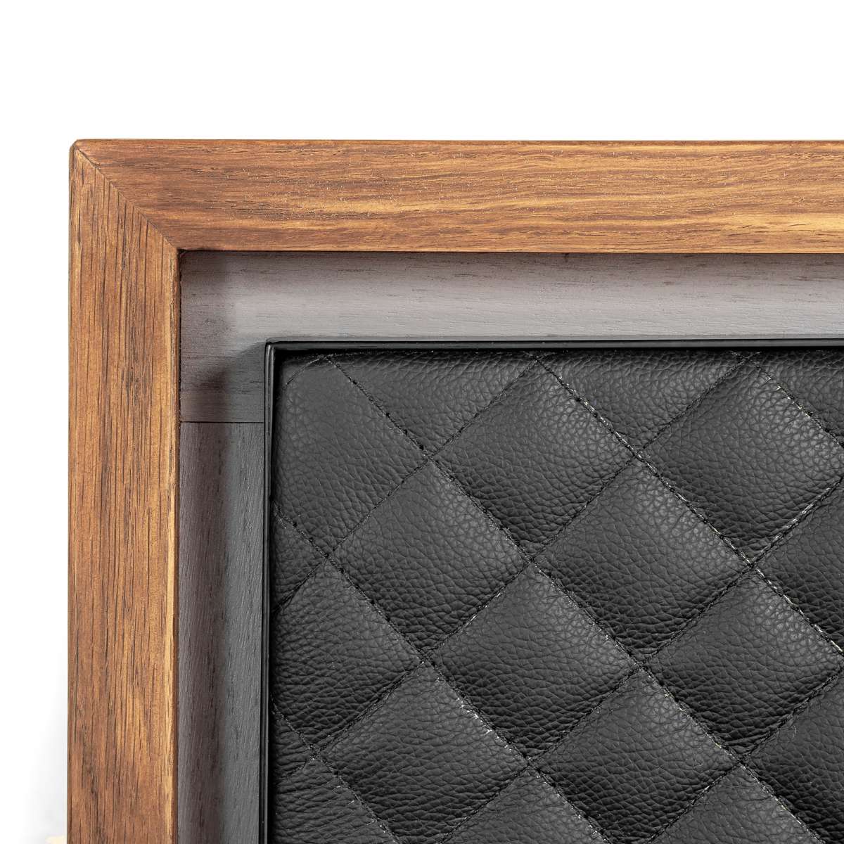 Coco Rustic Oak Wood Upholstered Faux Leather Queen Platform Bed By Armen Living - Image 3