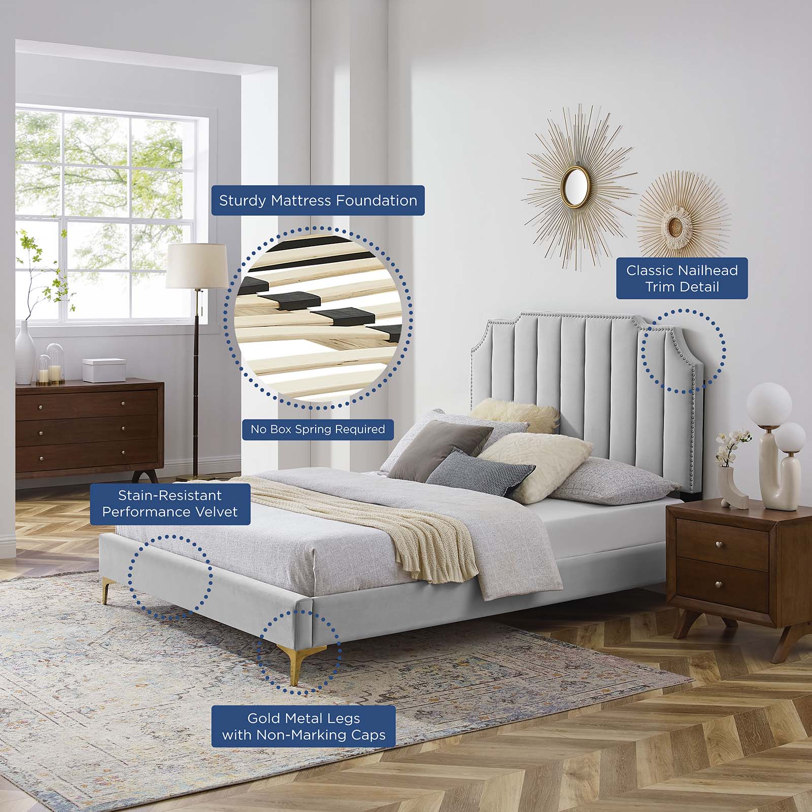 Colette King Performance Velvet Platform Bed By Modway - MOD-6894 - Image 41