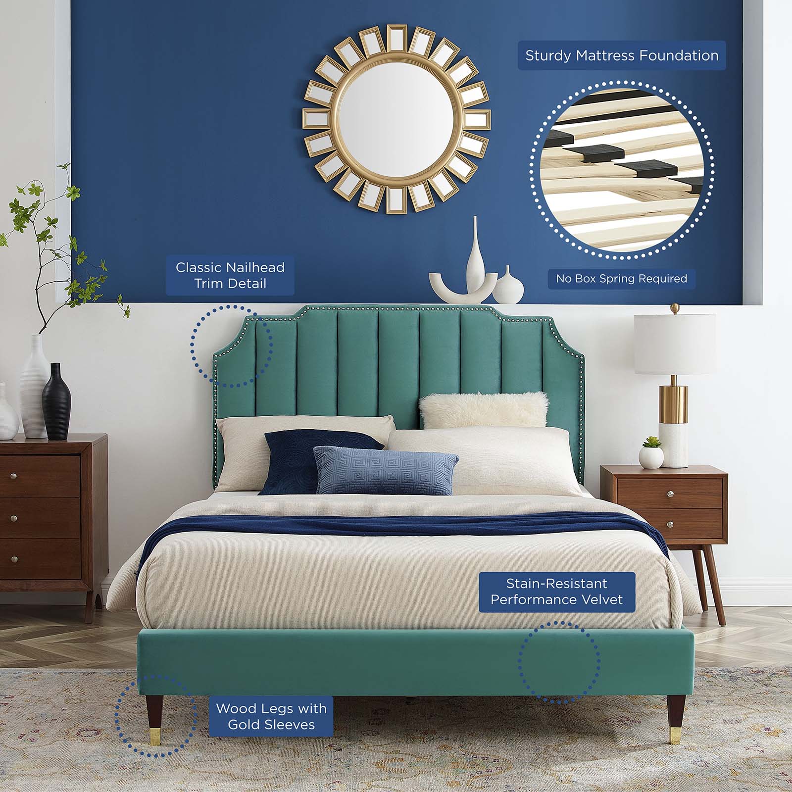 Colette King Performance Velvet Platform Bed By Modway - MOD-7074 - Image 105