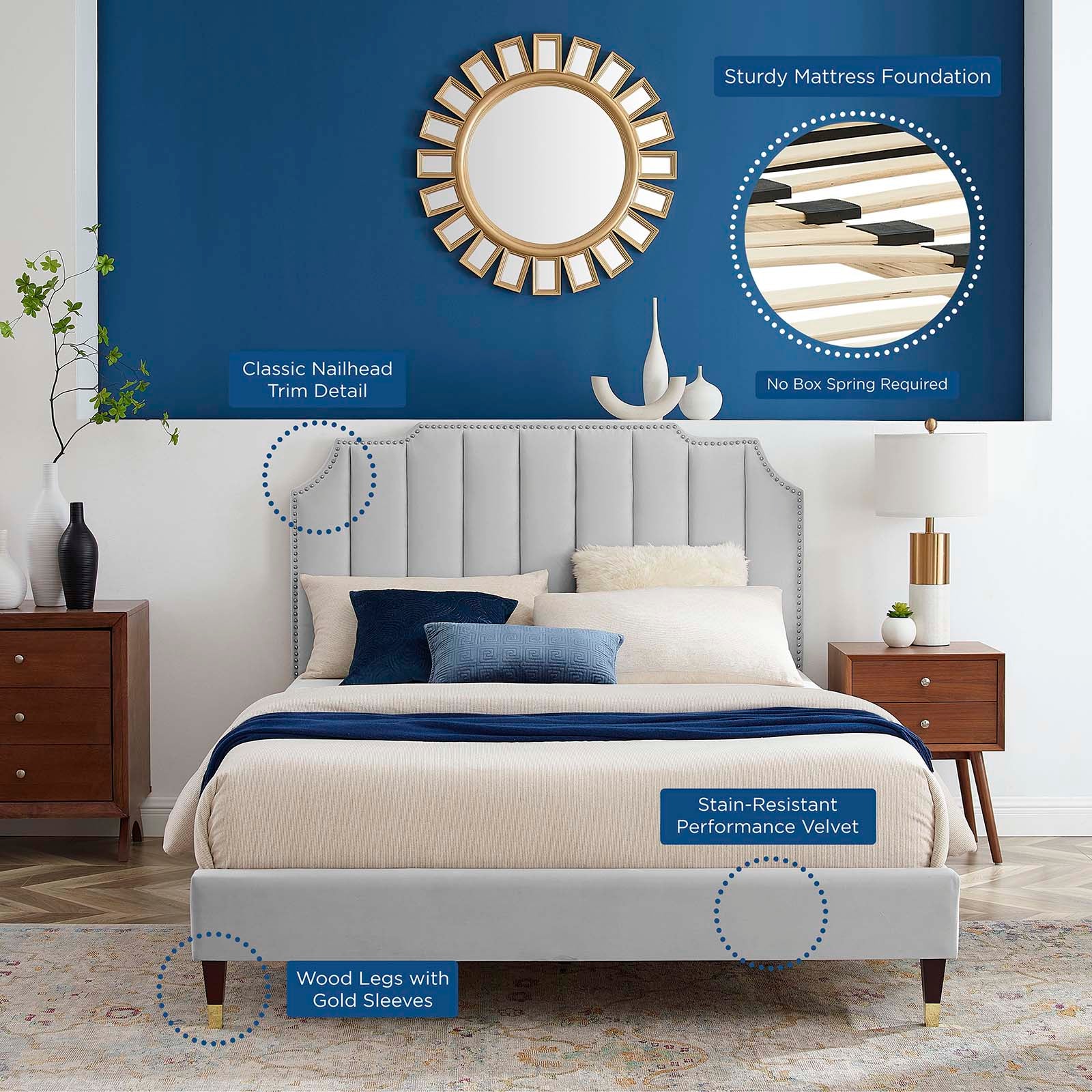 Colette King Performance Velvet Platform Bed By Modway - MOD-7074 - Image 41