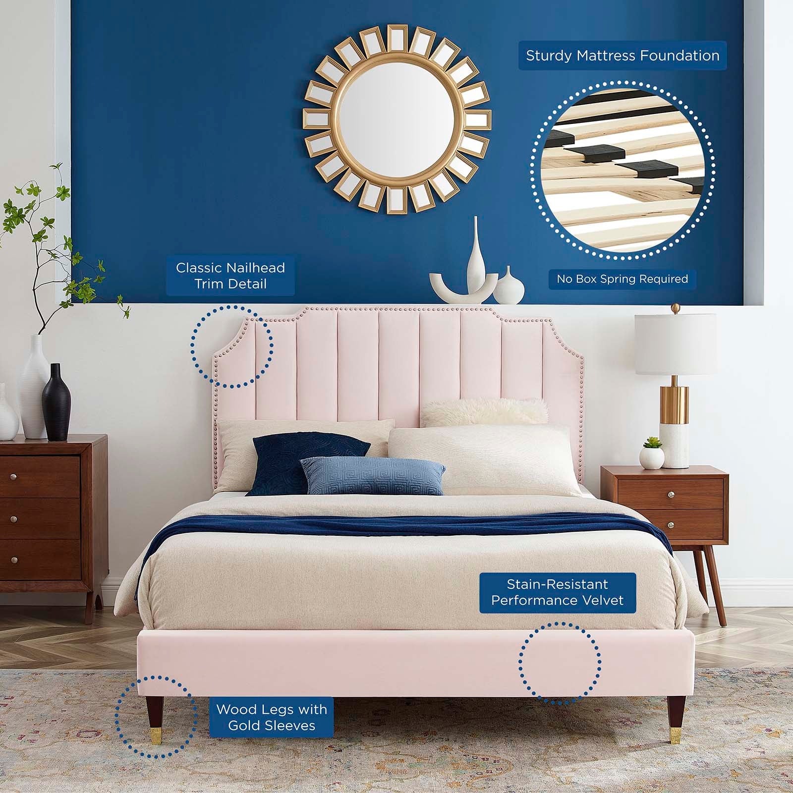 Colette King Performance Velvet Platform Bed By Modway - MOD-7074 - Image 89