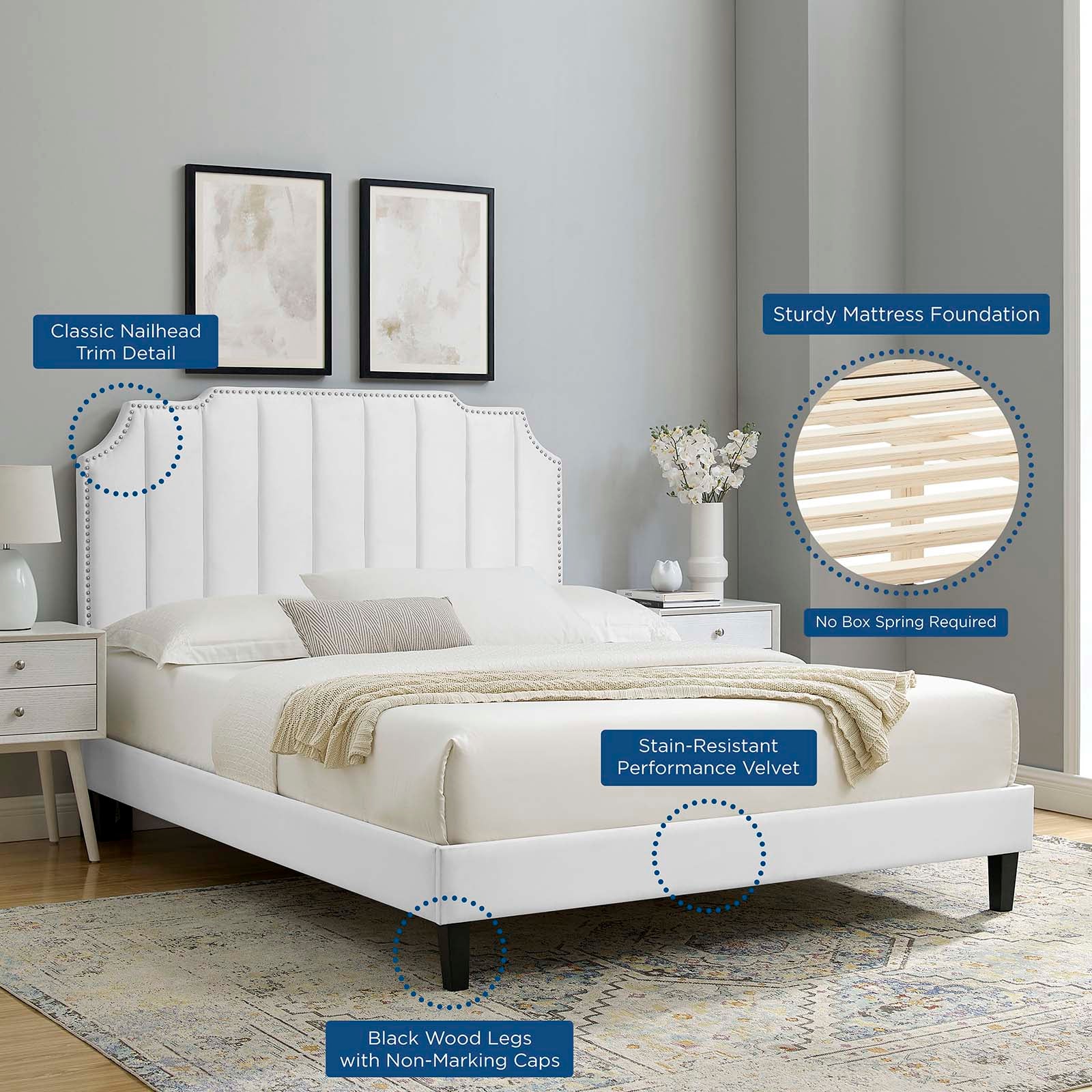 Colette King Performance Velvet Platform Bed By Modway - MOD-7075 - Image 121