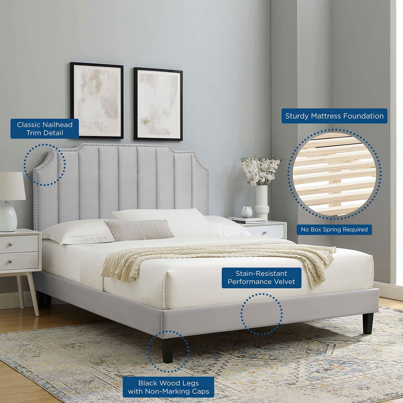 Colette King Performance Velvet Platform Bed By Modway - MOD-7075 - Image 41