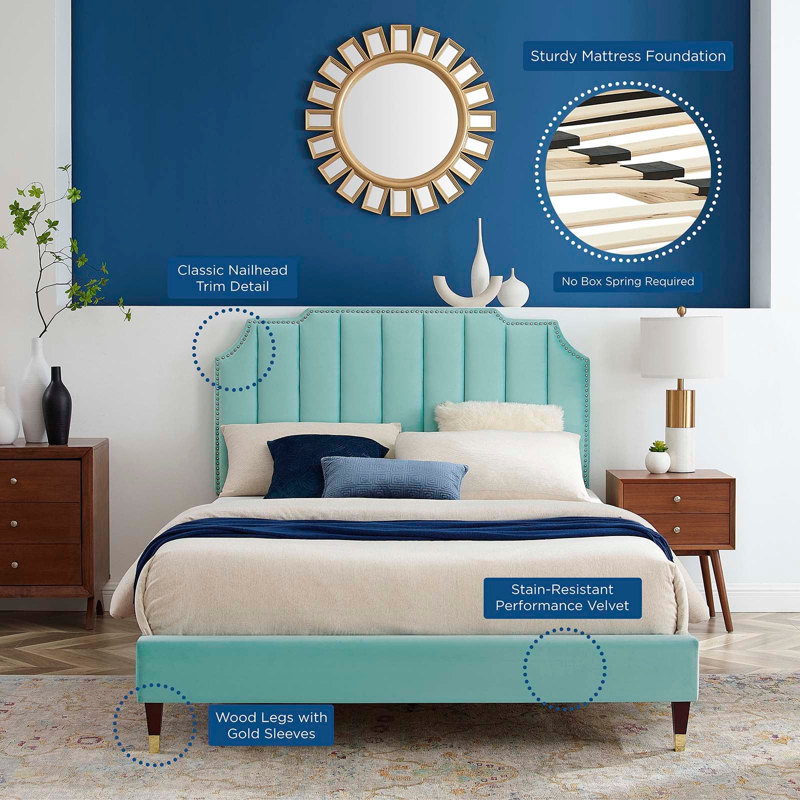 Colette Queen Performance Velvet Platform Bed By Modway - MOD-6584 - Image 57