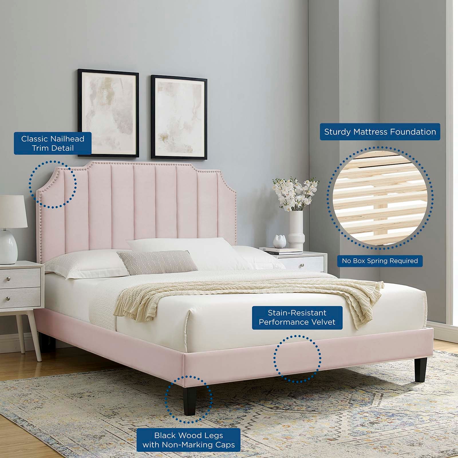 Colette Queen Performance Velvet Platform Bed By Modway - MOD-6585 - Image 89