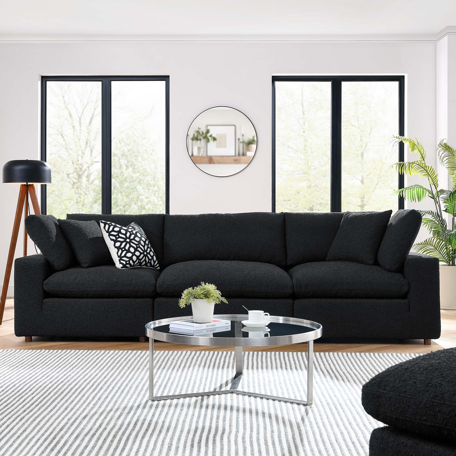 Commix Down Filled Overstuffed Boucle Fabric 3-Seater Sofa By Modway - EEI-6362