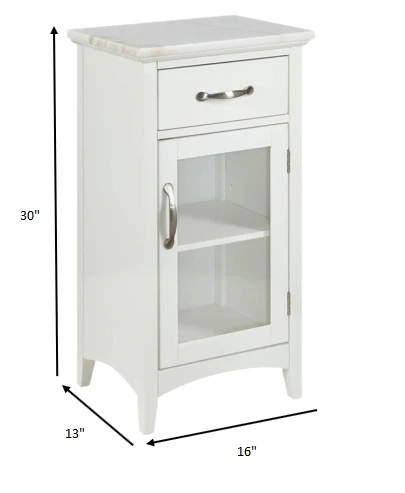 Compact Stylish White Marble Top Cabinet By Homeroots - Image 7