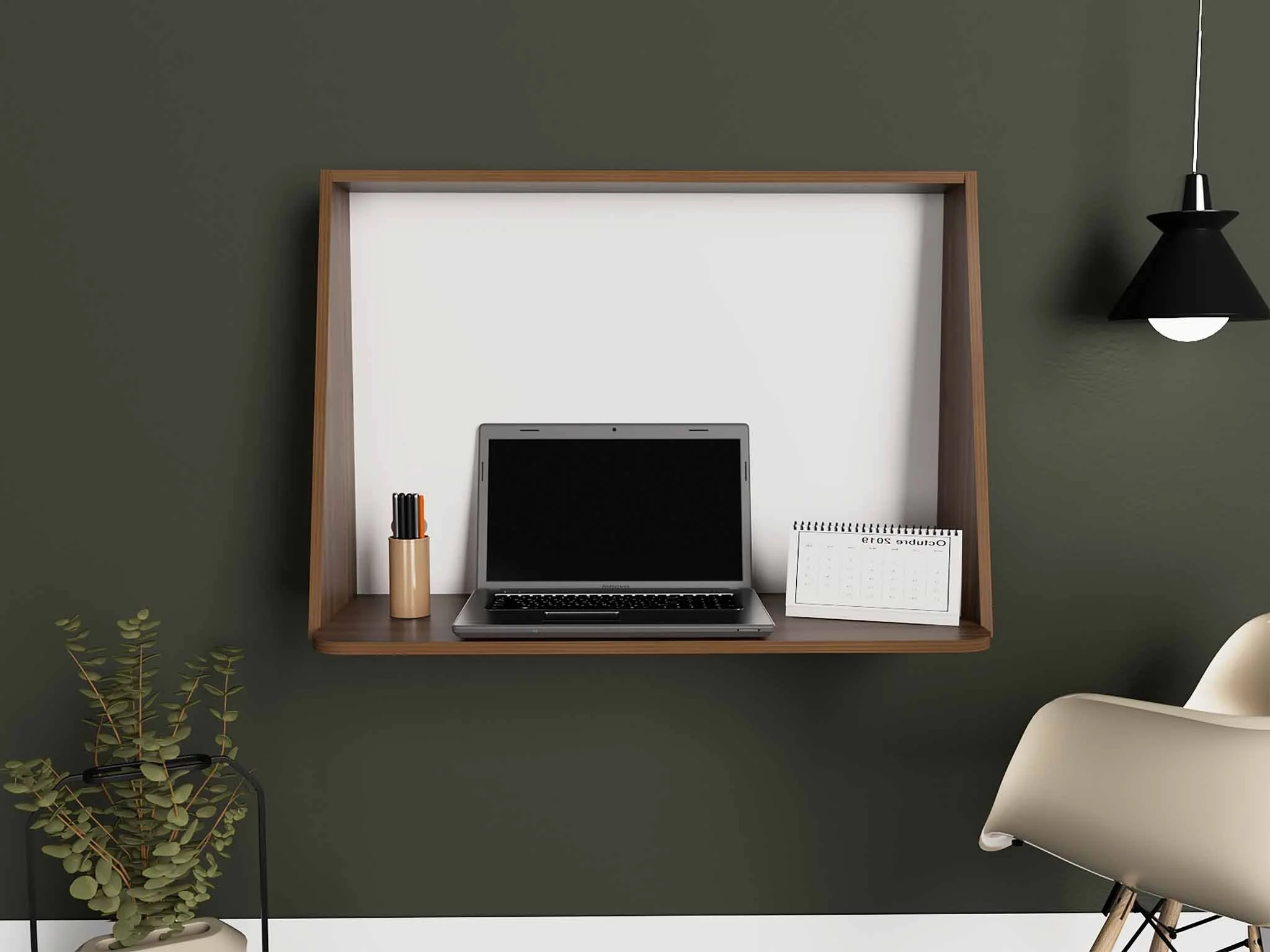 Contempo Mahogany and White Wall Desk By Homeroots