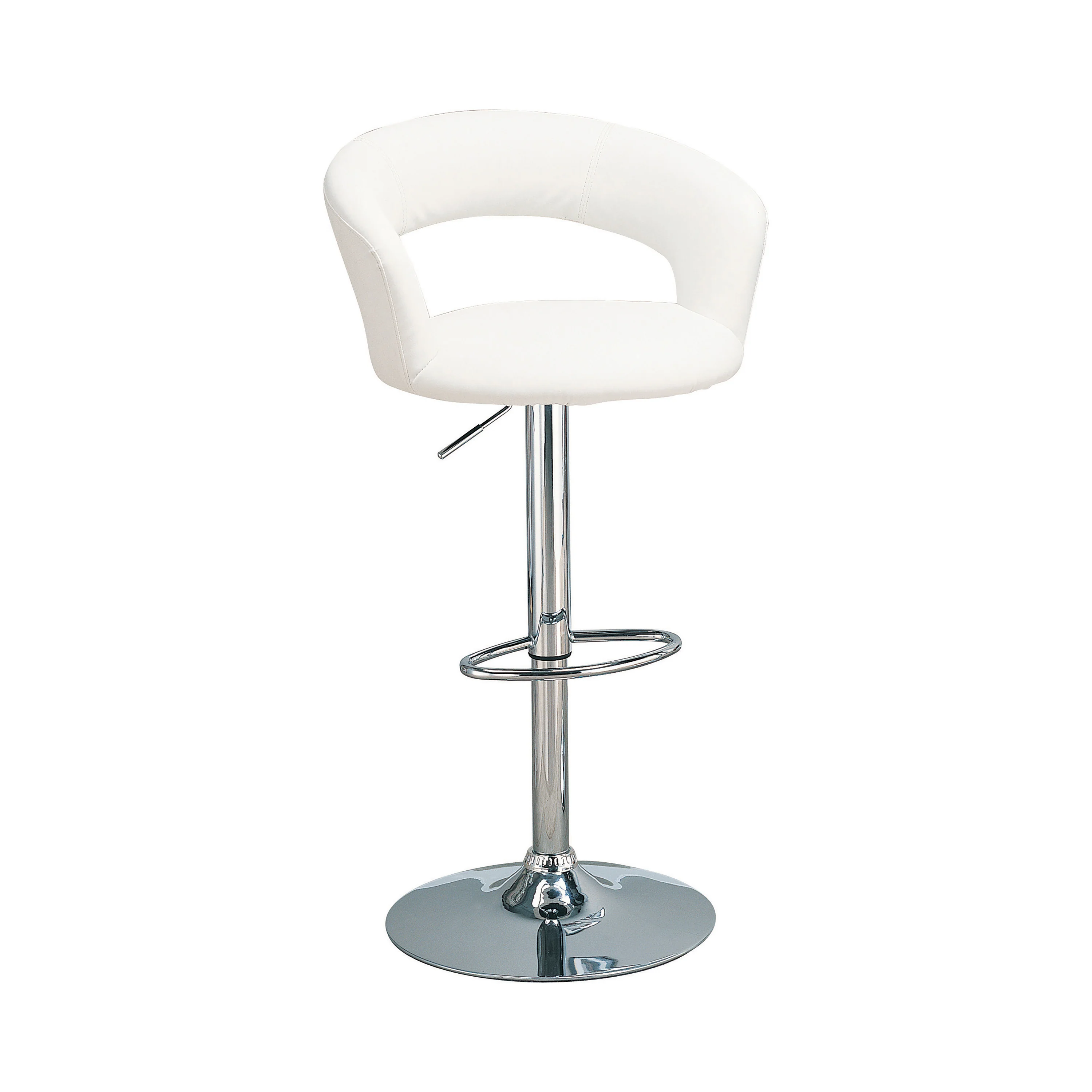 Contemporary Faux Leather Bar Stool, White By Benzara