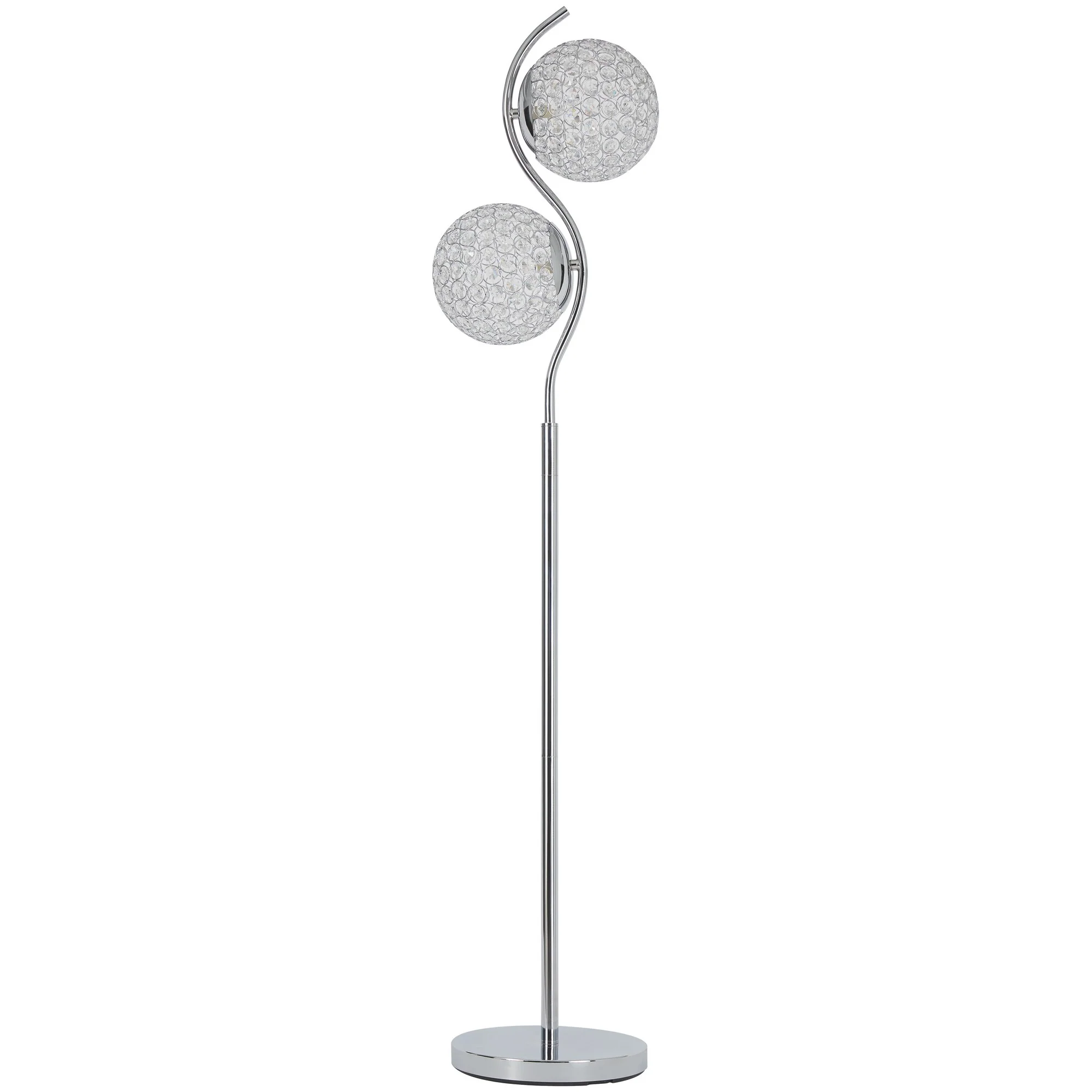 Contemporary Floor Lamp With Metal And Acrylic Ball Shades, Silver By Benzara