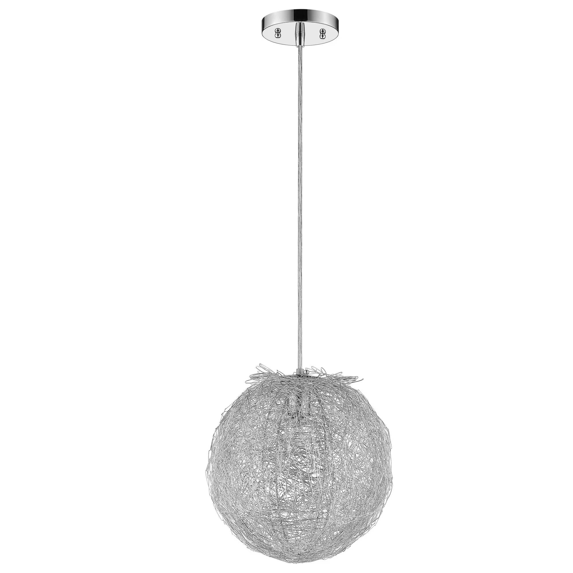 Contemporary Silver Globe Pendant Hanging Light By Homeroots