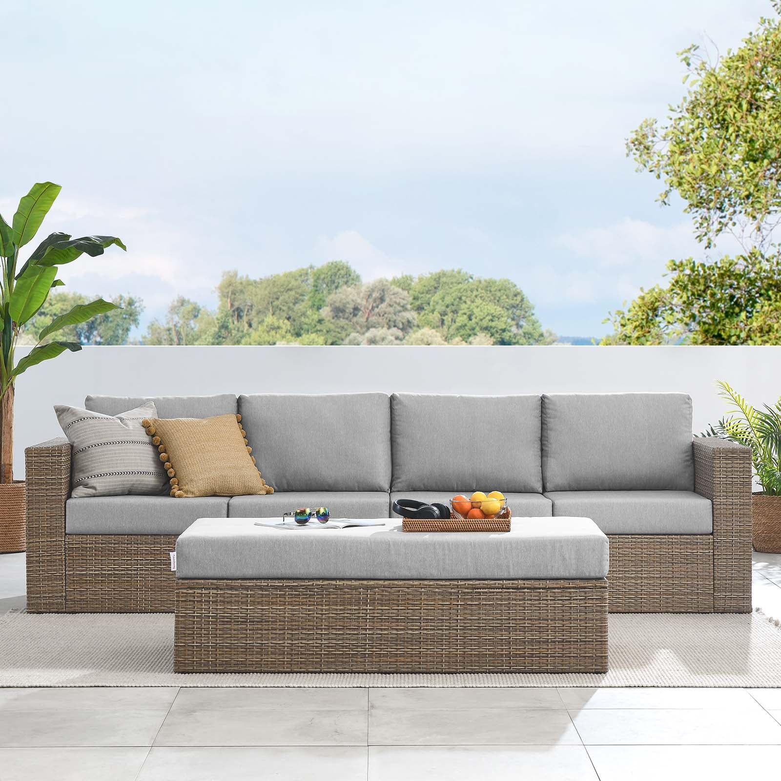 Convene Outdoor Patio Outdoor Patio Sectional Sofa and Ottoman Set By Modway - EEI-6332