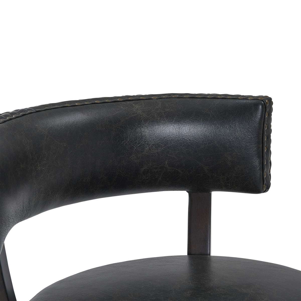 Corbin 26" Counter Height Swivel Onyx Faux Leather and Espresso Wood Bar Stool By Armen Living - Image 5