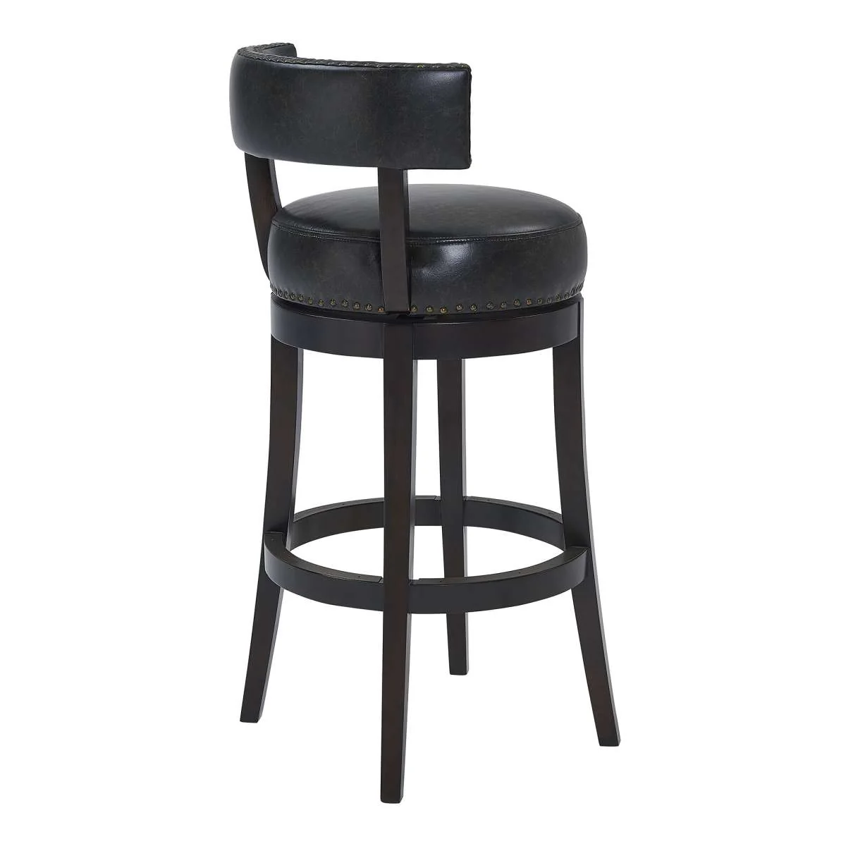 Corbin 26" Counter Height Swivel Onyx Faux Leather and Espresso Wood Bar Stool By Armen Living - Image 8